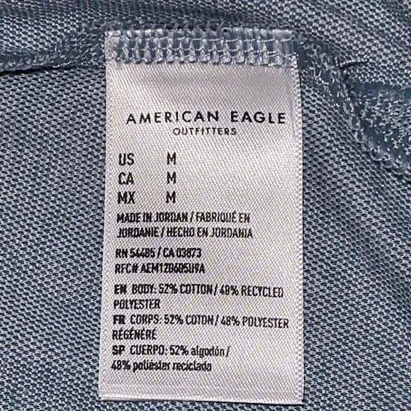 🌹NWT:American Eagle Outfitters Men's Blue Polo Shirt - Picture 7 of 7